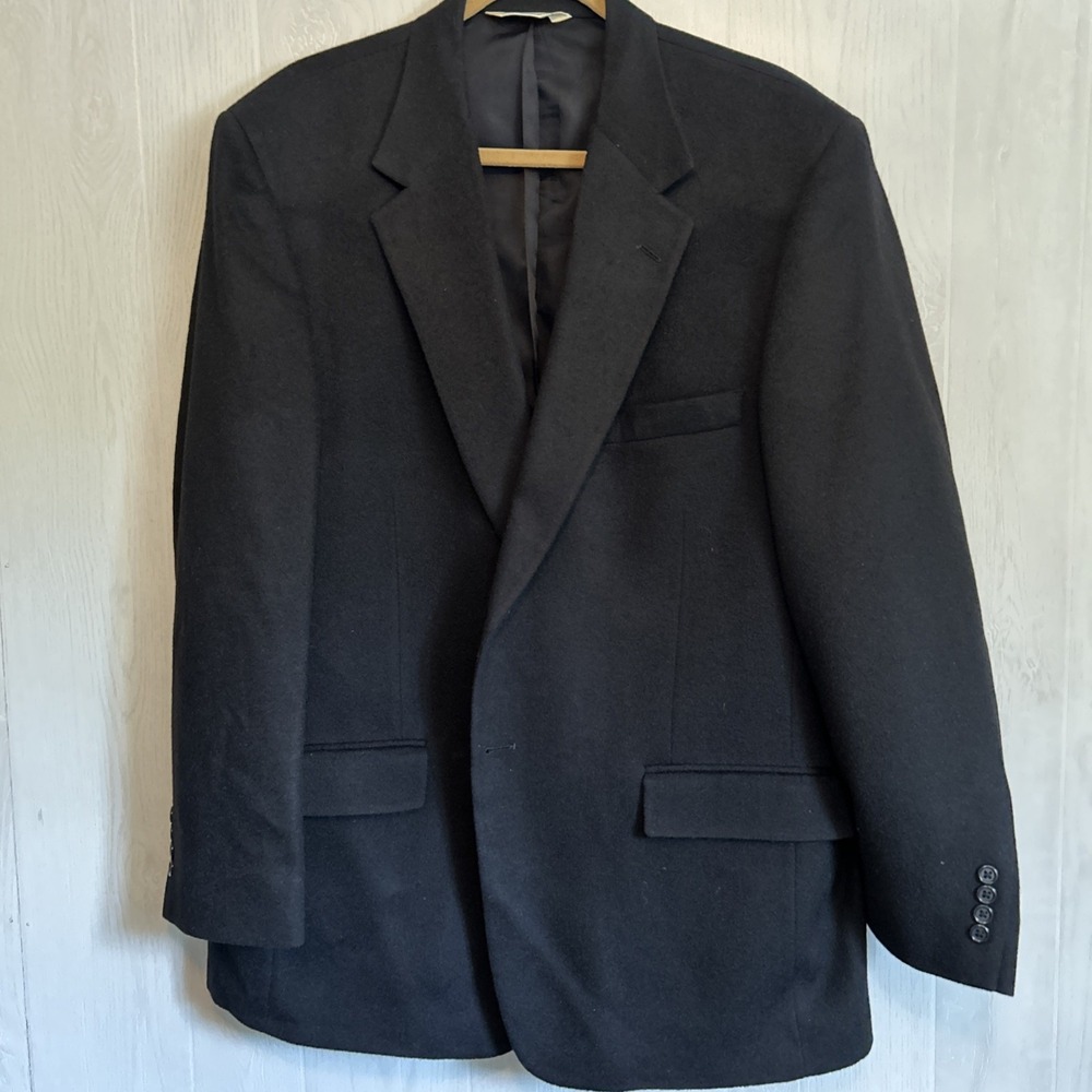 Palm Beach Mens‎ 46R Black Suit Jacket Wool/cashmere Blazer